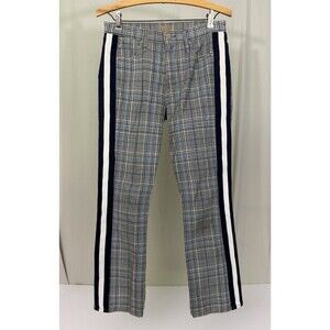 Mother The Insider Ankle Pants Women's 27 Grey/Blue Plaid Houndstooth Stripe